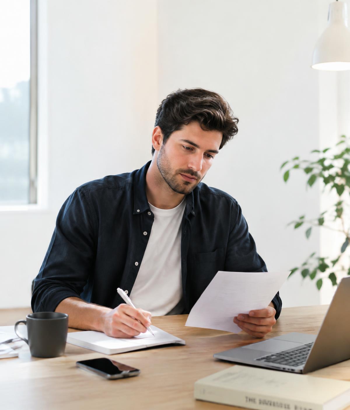 Business owner reviewing documents before applying for funding